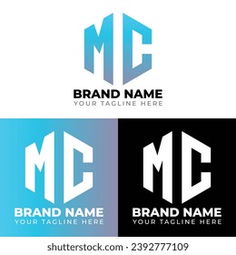 Logotipo de polígono de letras dobles M C, diseño del logotipo de dos letras M C, plantilla de diseño del logotipo del vector creativo minimalista