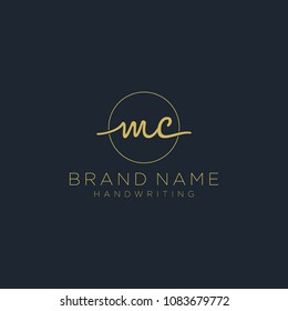 M C Initial handwriting logo template