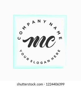 M C Initial handwriting logo vector