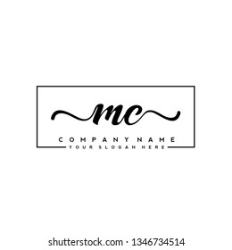 M C Initial handwriting logo vector