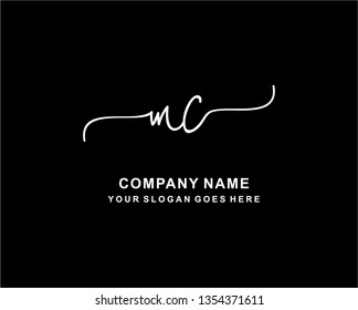 M C Initial Handwriting Logo Template