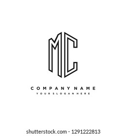 M C initial letter, modern logo design template vector 