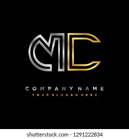 M C initial letter, modern logo design template vector 