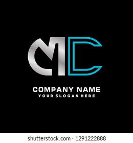 M C initial letter, modern logo design template vector 