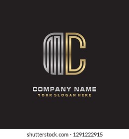 M C initial letter, modern logo design template vector 