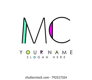 M & C initial minimalist logo template vector
