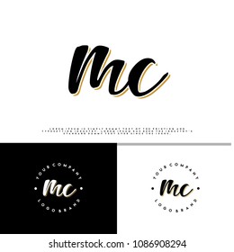 M C Initial Name Vintage Logo Vector