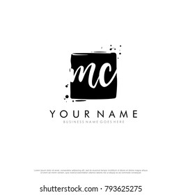 M C Initial Square Logo Template Vector