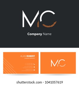 M & C joint logo stroke letter design with business card template