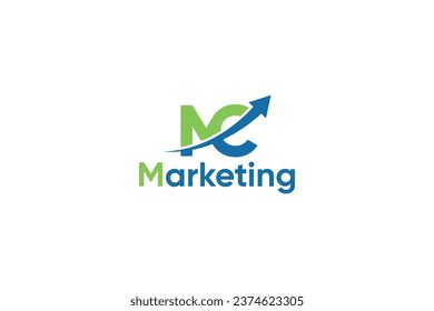 M C Letter And Arrow Digital Marketing Logo Vector Template