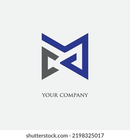  M C  Letter Logo Design With A Creative Cut.