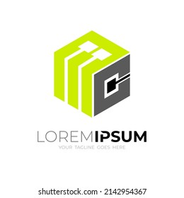 M and C logo design combination, hexagon logo with simple