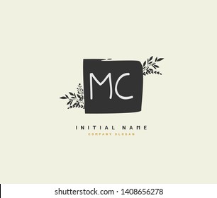 M C MC Beauty vector initial logo, handwriting logo of initial wedding, fashion, jewerly, heraldic, boutique, floral and botanical with creative template for any company or business.