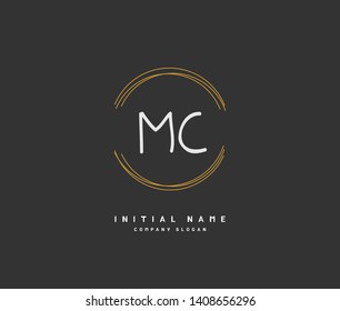 M C MC Beauty vector initial logo, handwriting logo of initial wedding, fashion, jewerly, heraldic, boutique, floral and botanical with creative template for any company or business.