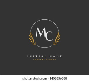 M C MC Beauty vector initial logo, handwriting logo of initial wedding, fashion, jewerly, heraldic, boutique, floral and botanical with creative template for any company or business.
