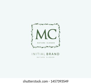 M C MC Beauty vector initial logo, handwriting logo of initial signature, wedding, fashion, jewerly, boutique, floral and botanical with creative template for any company or business.