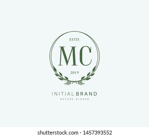 M C MC Beauty vector initial logo, handwriting logo of initial signature, wedding, fashion, jewerly, boutique, floral and botanical with creative template for any company or business.