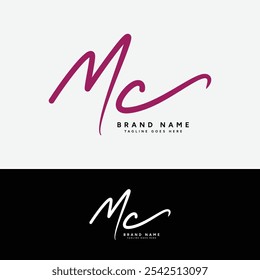 M, C, MC Logotipo inicial de la letra. Logo Alphabet MC Handwritten Signature