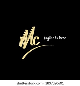 M c Mc initial logo handwriting template vector