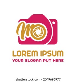 M camera letter logo design template vector