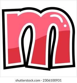 m - estilo de caricatura Letras en inglés en minúsculas