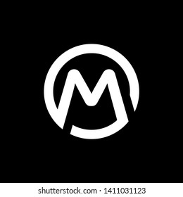 m with circle letter initial logo icon design vector illustration