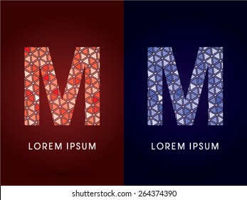 M ,Colorful font, concept mosaic pattern, graphic, vector.
