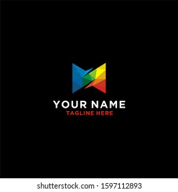 M colorful letter initial vector logo concept.