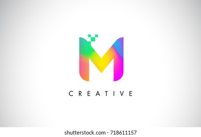 M Colorful Logo Letter Design Vector. Creative Rainbow Gradient Letter Icon Illustration.