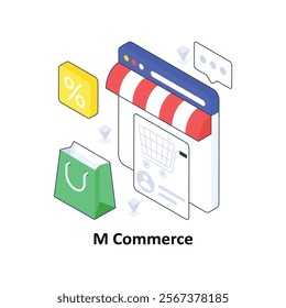 M Commerce isometric Colored illustration. EPS File stock illustration
