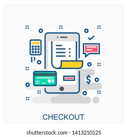 M Commerce, Mobile, Payment Icon Concept