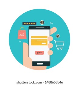 M Commerce Mobile Payment Icon Concept Stock Vector (Royalty Free ...