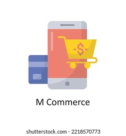 M Commerce Vector Flat Icon Design illustration. Banking and Payment Symbol on White background EPS 10 File