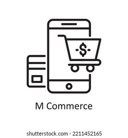 M Commerce Vector Outline Icon Design illustration. Banking and Payment Symbol on White background EPS 10 File