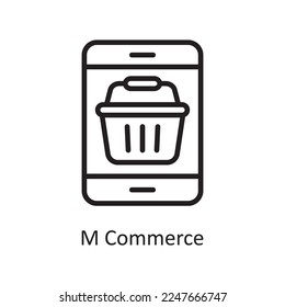 M Commerce Vector Outline Icon Design illustration. Product Management Symbol on White background EPS 10 File