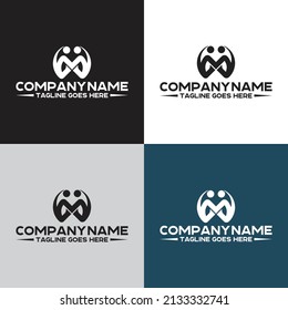 Diseño del logotipo del vector de acompañamiento de M