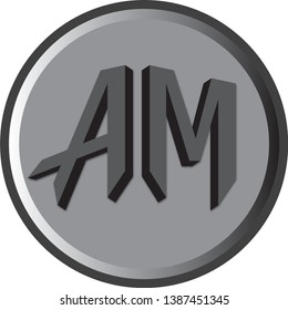A M COMPANY LETTERS LOGO EMBLEM GRAY 3D CIRCLE