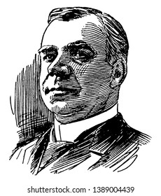 M. Coquelin, 1841-1909, he was famous French actor, and one of the greatest theatrical figures of the age, vintage line drawing or engraving illustration