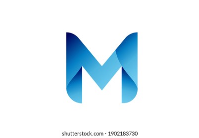 M creativo logotipo de letra de gradiente azul para marca y negocios. Diseño de letras e identidad corporativa. Plantilla de icono profesional