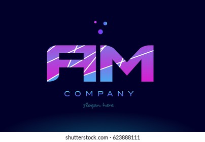 am a m  creative color blue background pink purple magenta alphabet letter company logo vector icon