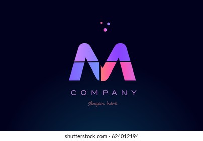 m creative color blue background pink purple blue magenta alphabet letter company logo vector icon design