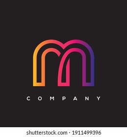 Logo de M creativa y colorida carta