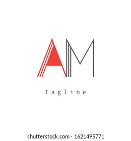 A M, A & M creative linear letters joint vector template