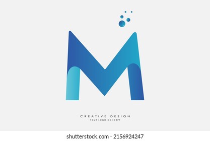 M creative and modern blue gradient alphabet letter with Bubbles, Initial letter logo design template for any company. M letter logo design vector template with creative paper cut and serif font.