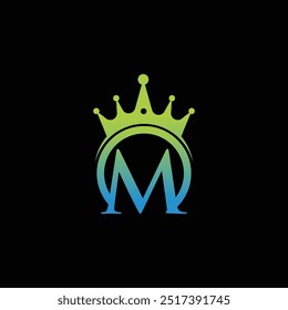 M Crown Logo, Letter M with Elegant Crown logo template