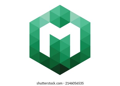 M Cube Logo Vector Icon Symbol Template. Cube Outline. Logo Design