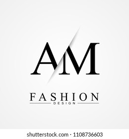 AM A M cutting and linked letter logo icon with paper cut in the middle. Creative monogram logo design. Fashion icon design template.