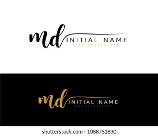 M D Initial handwriting logo vector. Hand lettering for designs.