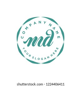 M D Initial handwriting logo vector