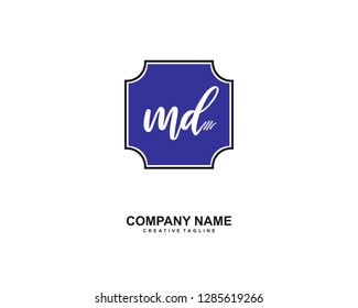 M D Initial Handwriting Logo Template Vector